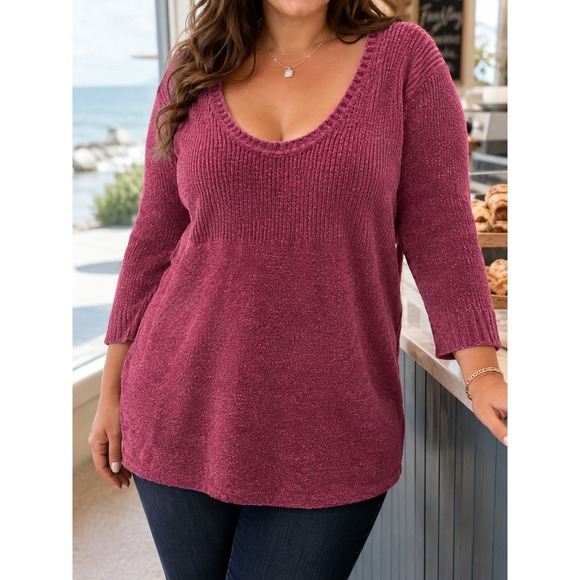 torrid Sweaters - Torrid Berry Pink Chenille Knit Scoop Neck Sweater Womens Plus Size 3 NWT NEW 3X